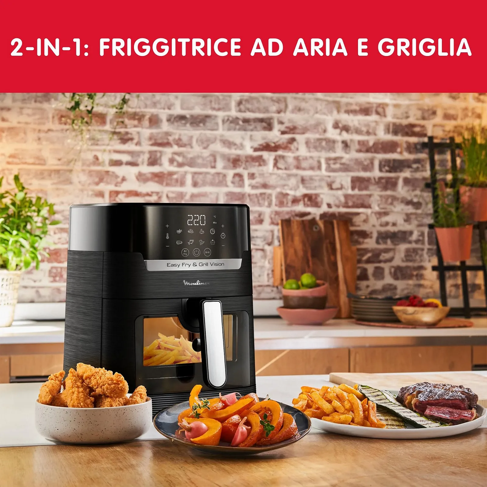 Мультипечь-гриль Moulinex Easy Fry & Grill Vision EZ5068 4.2 л 10 функций Extra Crisp Technology Черная, фото №2