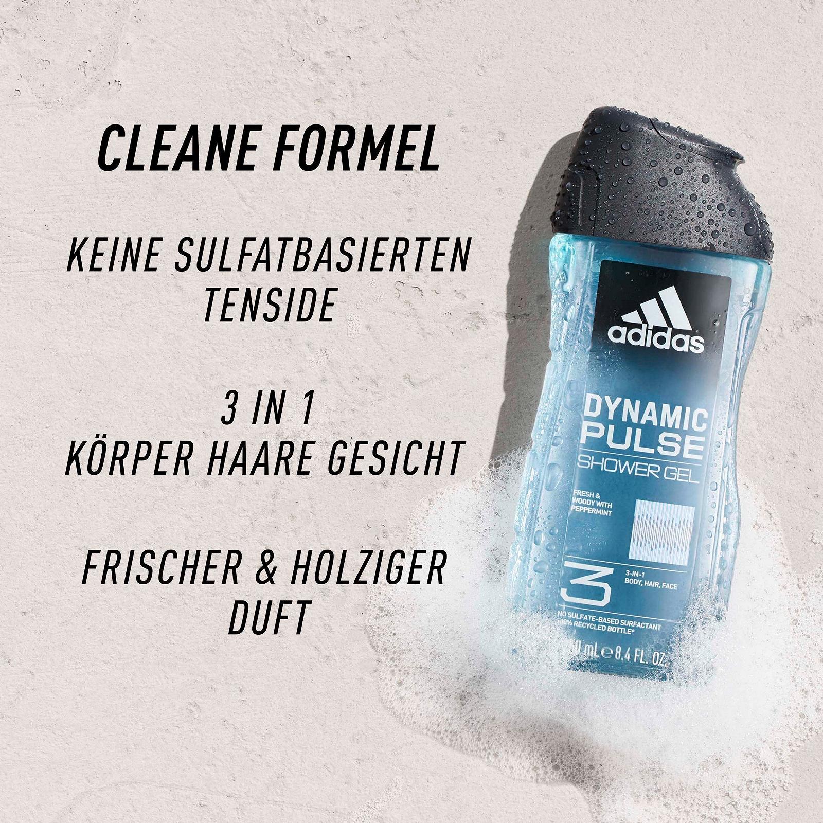 Гель для душа adidas Dynamic Pulse 3-в-1 древесно-свежий 250 мл 5 шт, фото №2