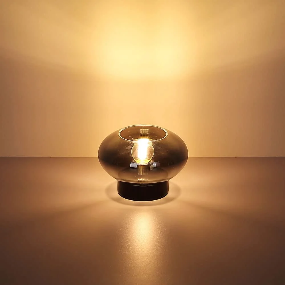 Настольная лампа Glass Ball E27 стеклянный шар дымчатая, фото №7