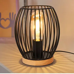 Настільна лампа Comely Ретро Індустріальна Металева клітка Чорна - Фото 1