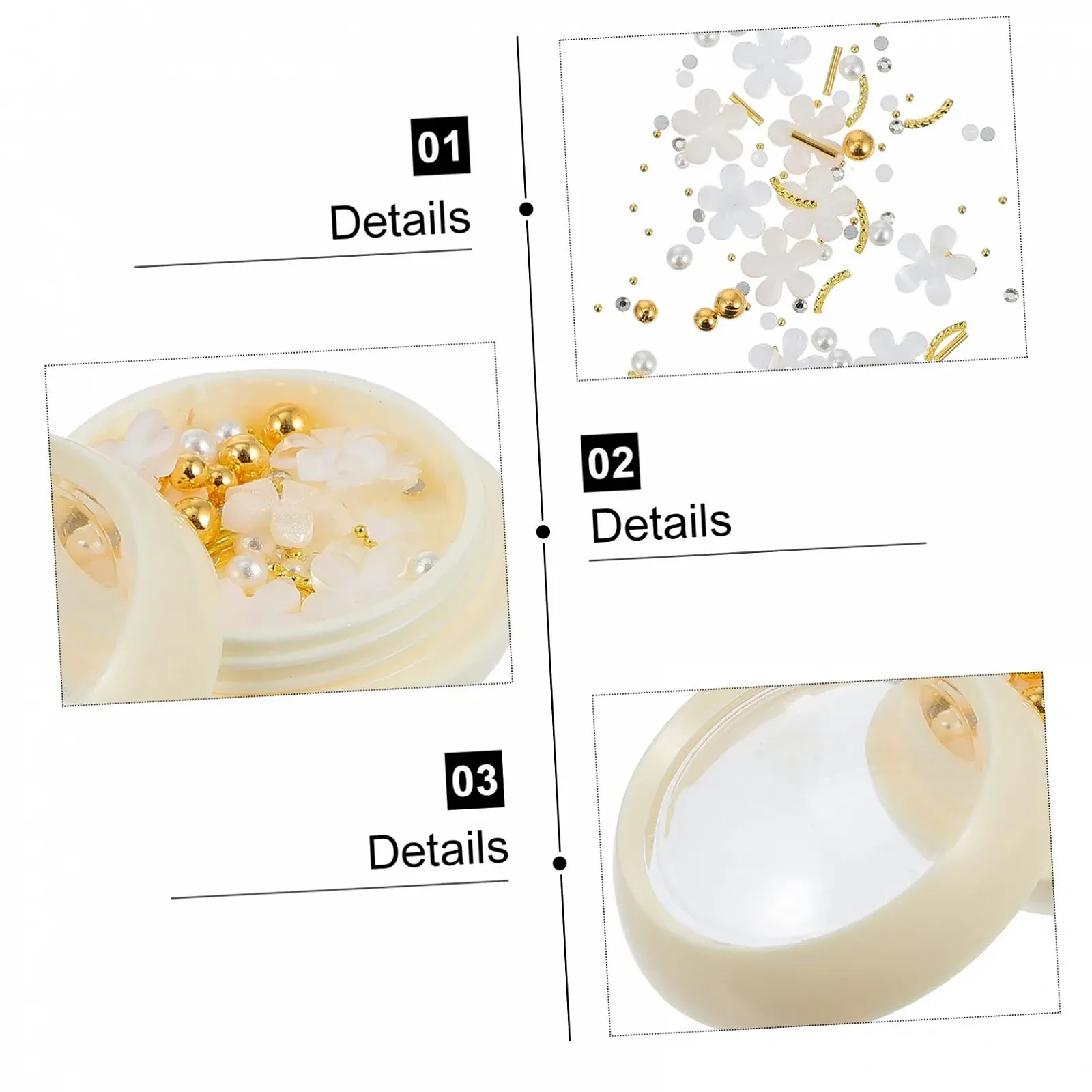 Набір для нігтів WOONEKY Бісер, кристали, смола, 6 коробок, фото №3