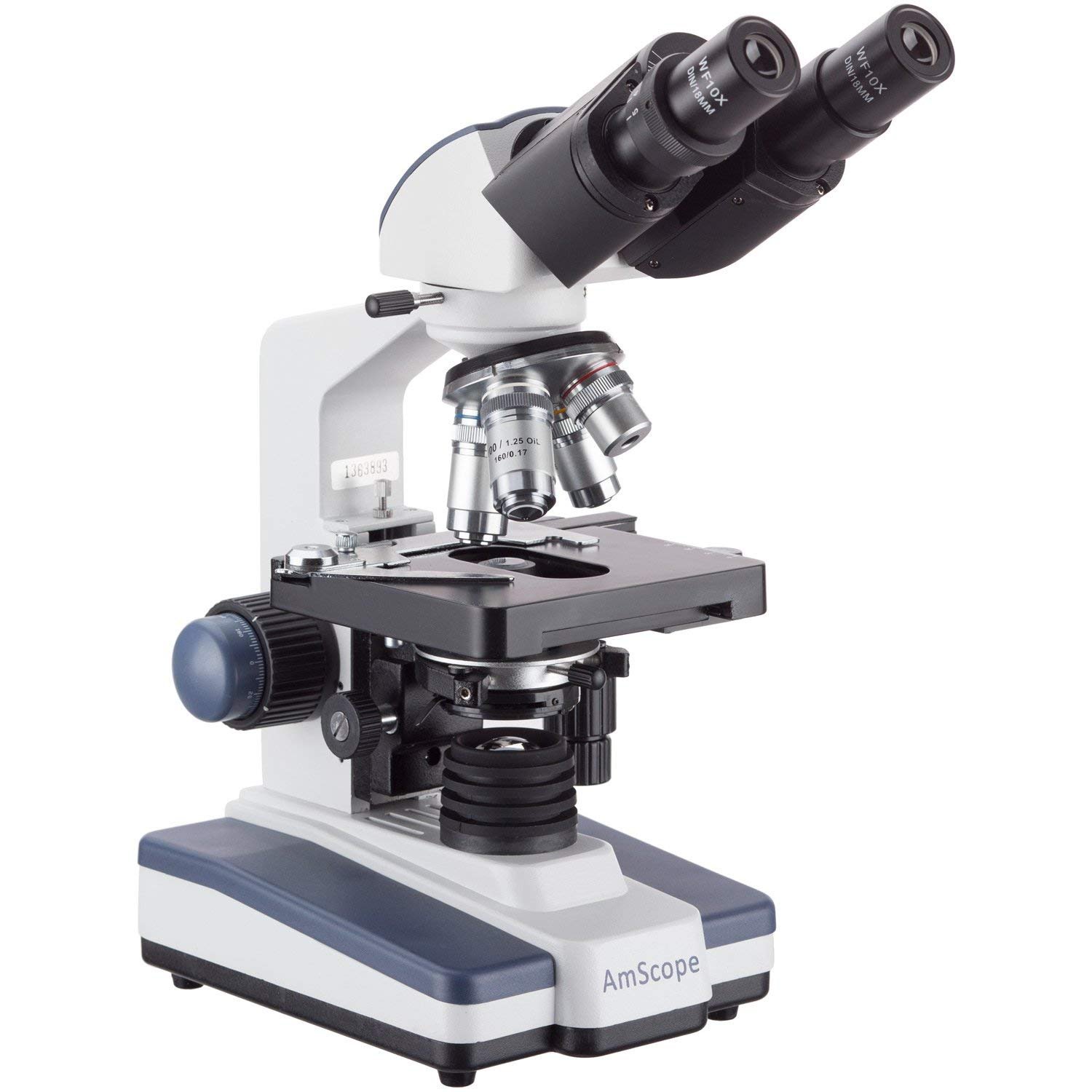 Микроскоп AmScope бинокулярный цифровой, со светодиодом, предметным столиком 3D, USB-камерой, увеличение от 40x до 2000x, фото №4