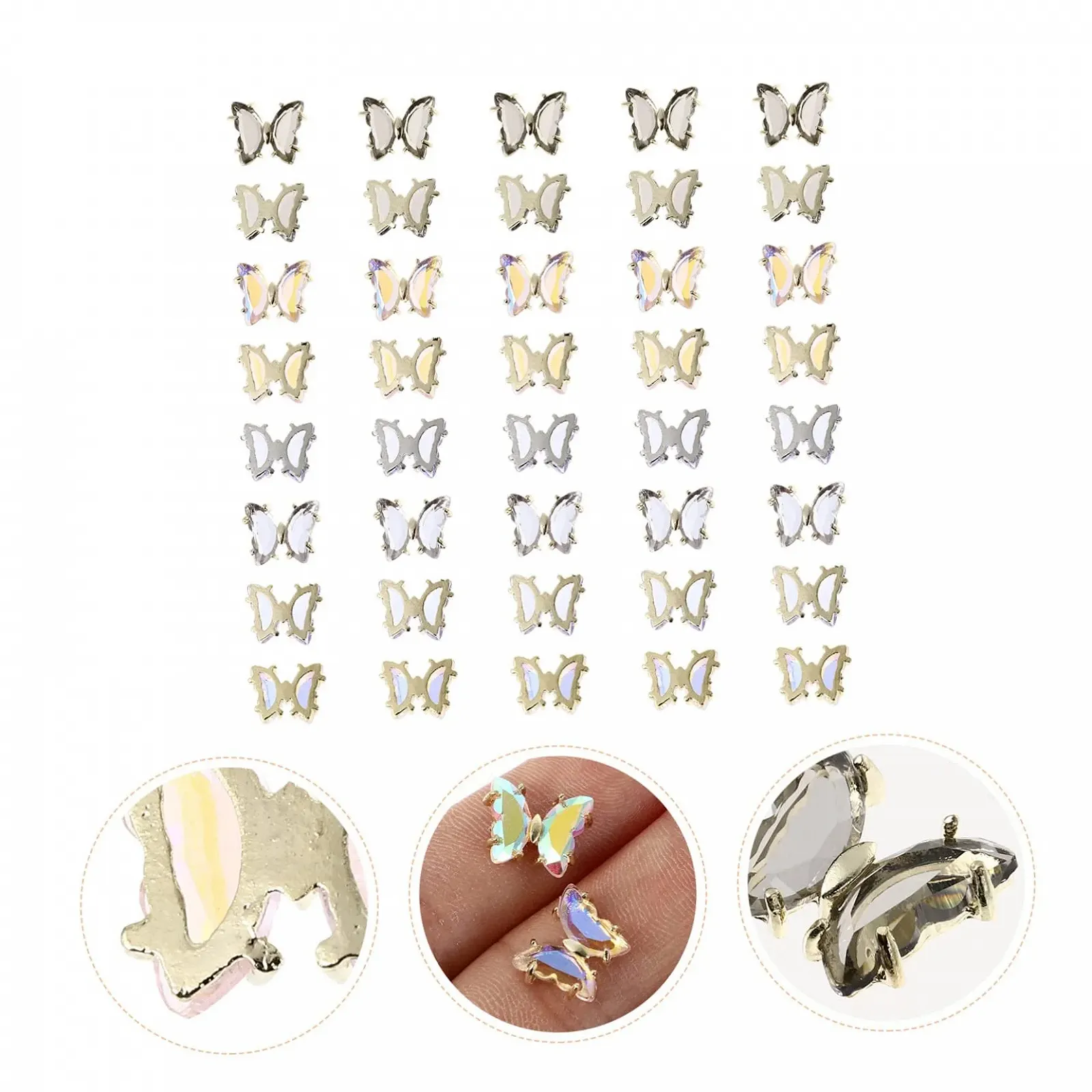 3D Шармы для ногтей Healeved Бабочка Кристалл Стразы для ногтей Безопасный материал 40 штук x 4, фото №3