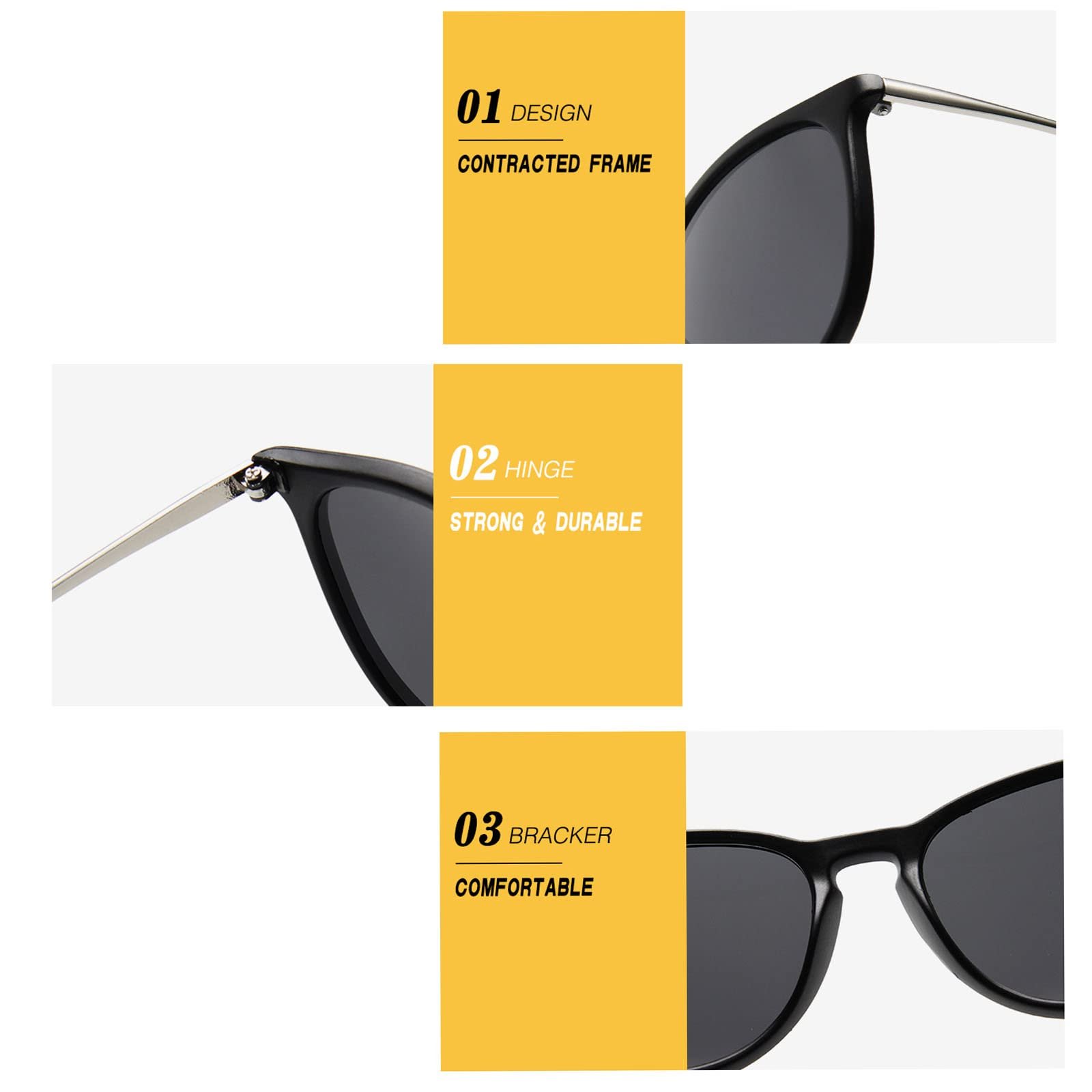 Солнцезащитные очки DZCYAOHL Ретро Круглые UV400 Черный (3 шт), фото №7