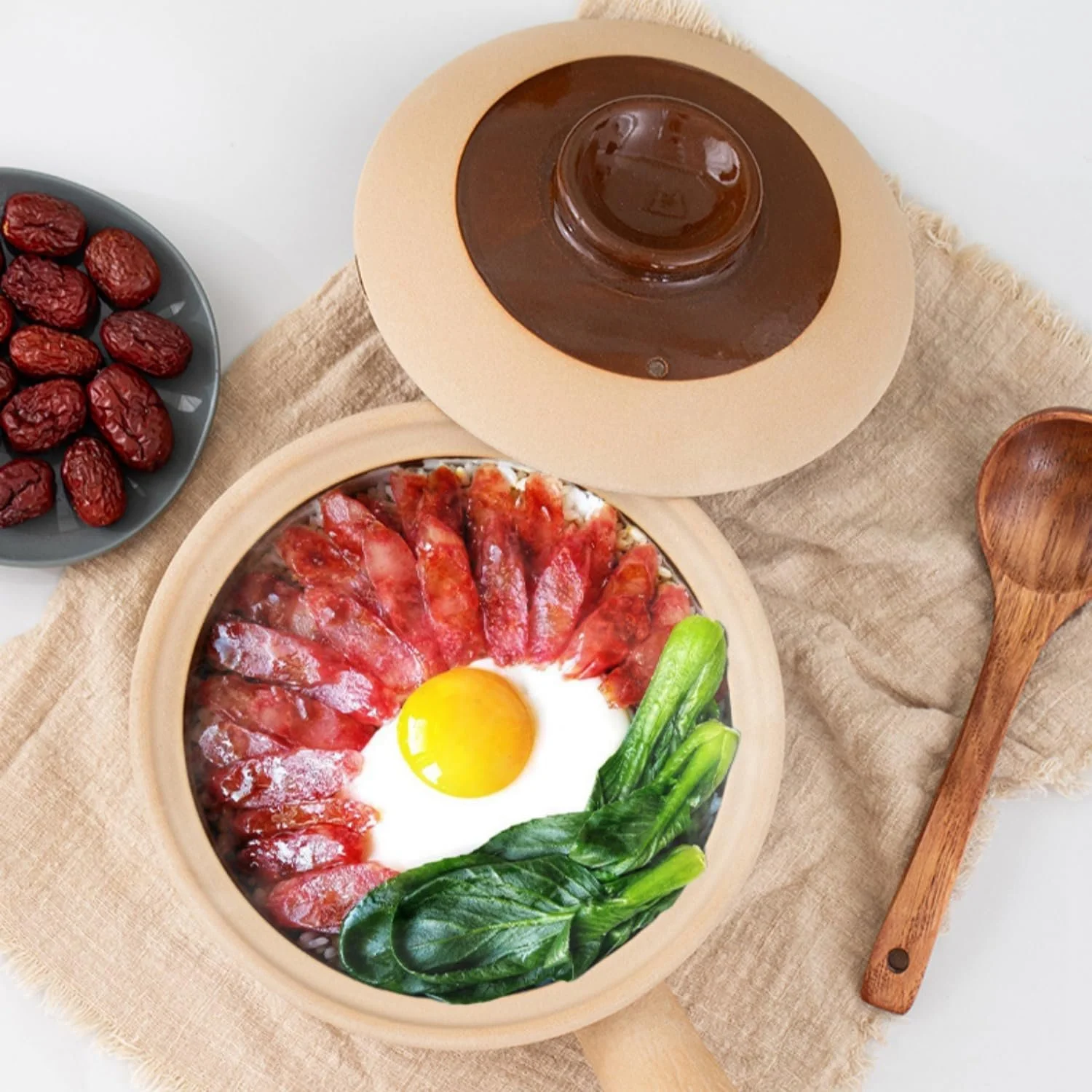 Горшок для запекания глиняный с одной ручкой в традиционном стиле керамический коричневый, фото №5