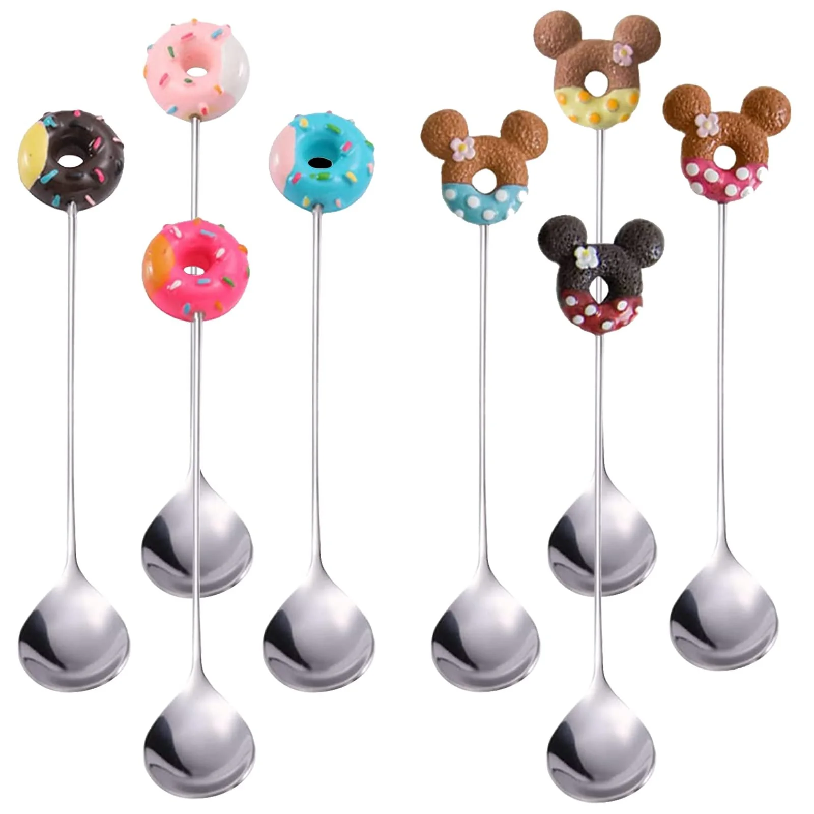 Набір з 8 десертних ложок Donuts and Mickey Mouse Shape з нержавіючої сталі для фруктів, фото №8