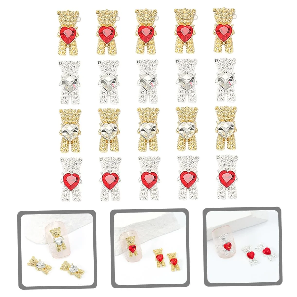 Украшения для ногтей minkissy, 20 шт., украшение в виде медведя, стразы для ногтей, маленькие ювелирные изделия для самостоятельного дизайна ногтей, патчи и реквизит, фото №7