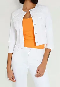 Жіноча вкорочена куртка GUESS - Мереживна Біла - S - Фото 1
