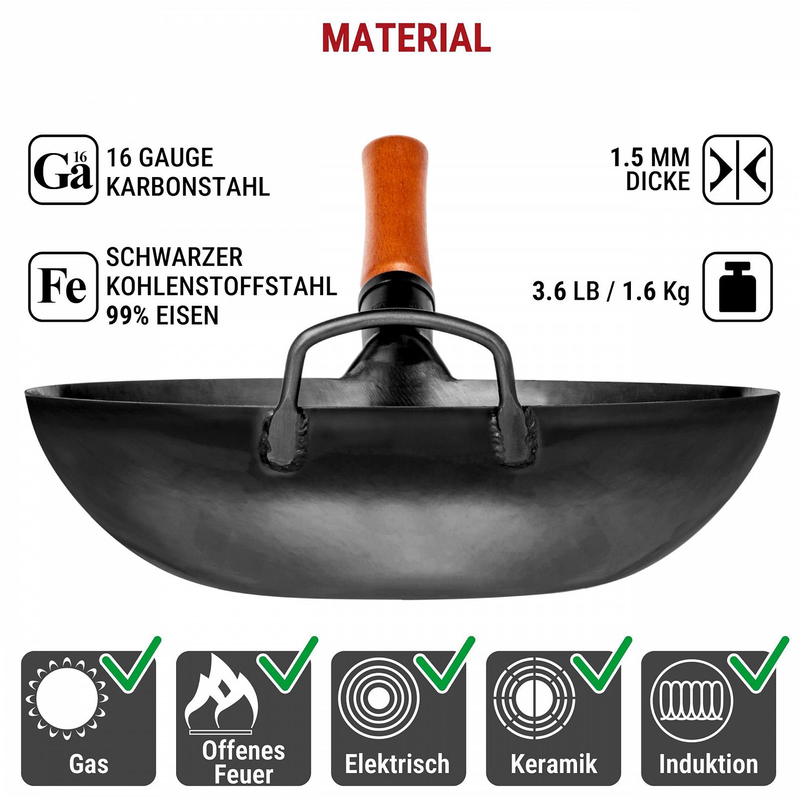 Сковорода-вок YOSUKATA из углеродистой стали, 34 см, с плоским дном, фото №5 Сковорода-вок YOSUKATA из углеродистой стали, 34 см, с плоским дном, фото №5
