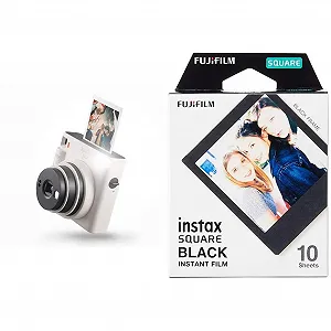 Фотокамера мгновенной печати instax Square SQ1 Chalk White и фотопленка Square Film Black Frame (1 x 10 снимков) - Фото 1