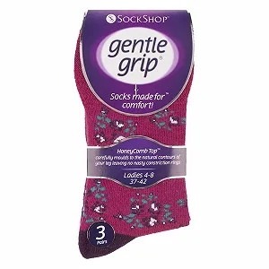 Носки Gentle Grip Patterned Sock Shop Женские 3 пары Размер UK 4-8 Розовый цветочный synthetic.ua - Фото 1