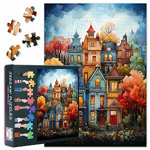 Пазли Coloured House with Trees 1000 елементів 70 х 50 см Blue Sky - Фото 1