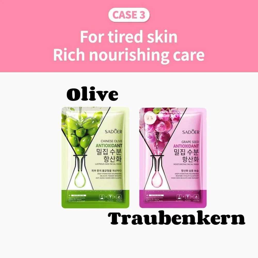 Тканинні маски для обличчя Набір з 7 штук - Зволожуюча маска з натуральними інгредієнтами, фото №4