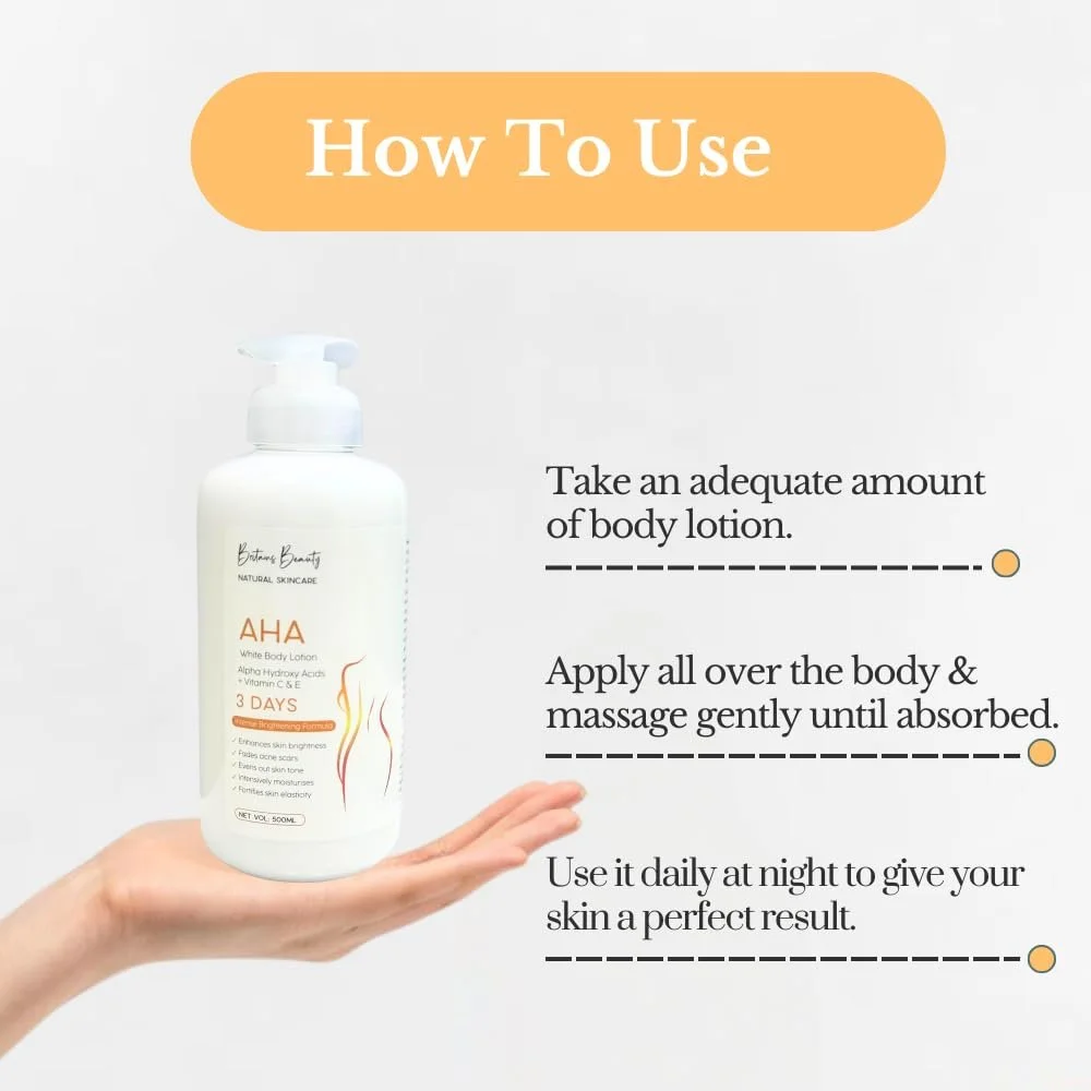 Лосьйон для тіла AHA White з альфа-гідроксикислотами, вітамінами C та E, інтенсивна формула для гладкої та зволоженої шкіри, 500 мл, фото №7