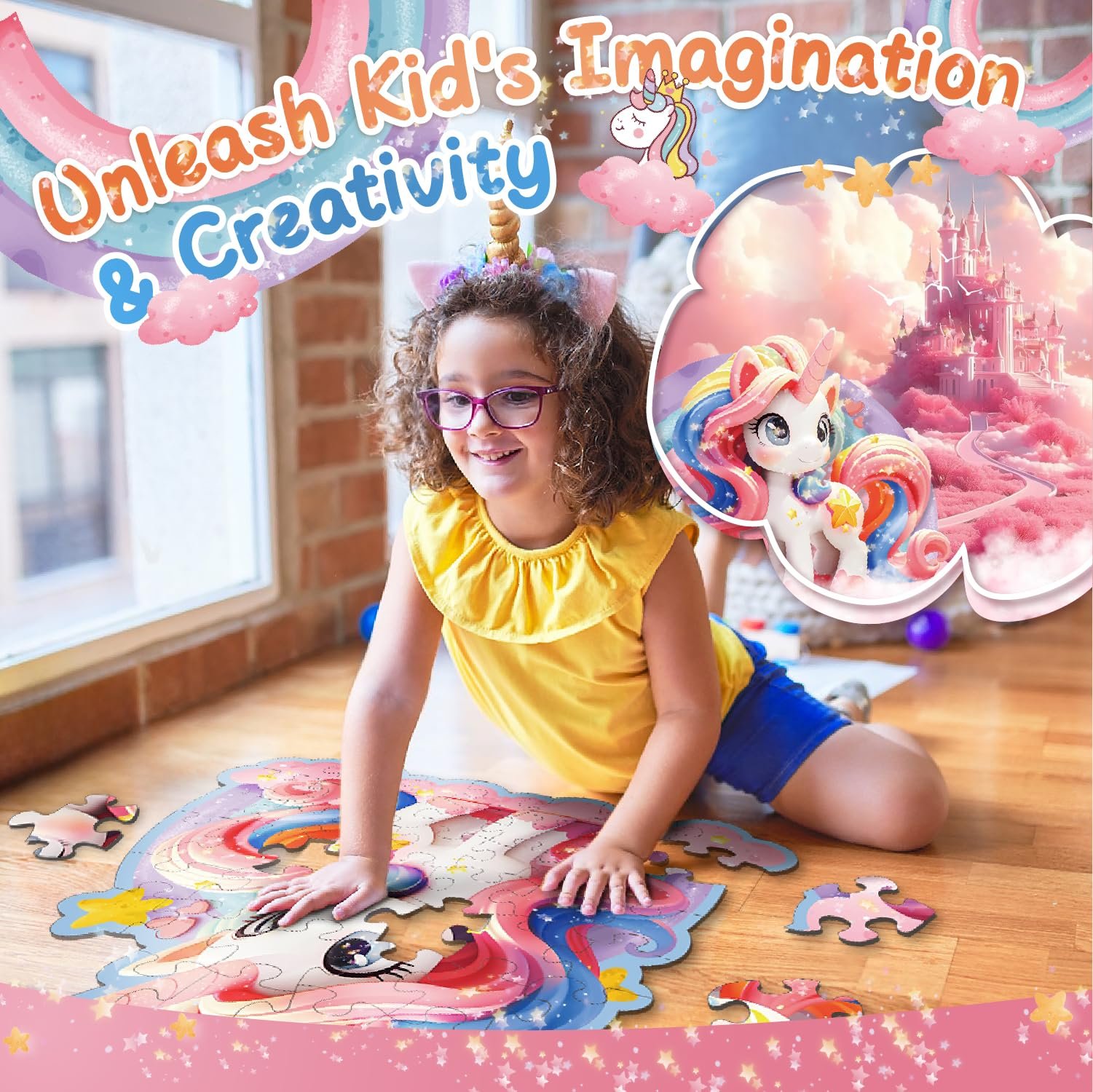 Пазл підлоговий Unicorn Floor Puzzles 45 елементів рожевий, фото №2 Пазл підлоговий Unicorn Floor Puzzles 45 елементів рожевий, фото №2