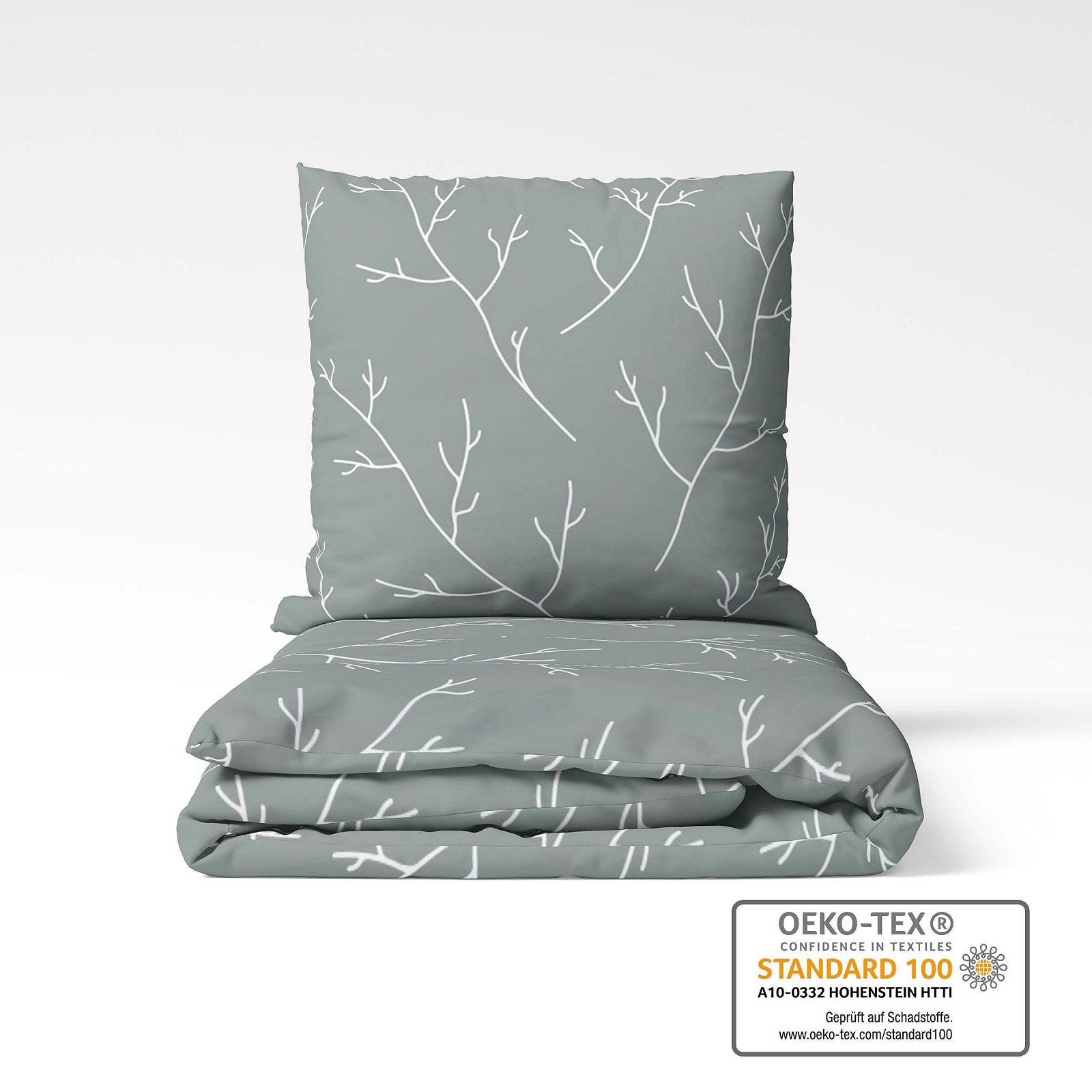 Постільна білизна LINKHOFF 135 x 200 см, 80 x 80 см, 2 шт, малюнок гілок, зелено-білий, фото №7