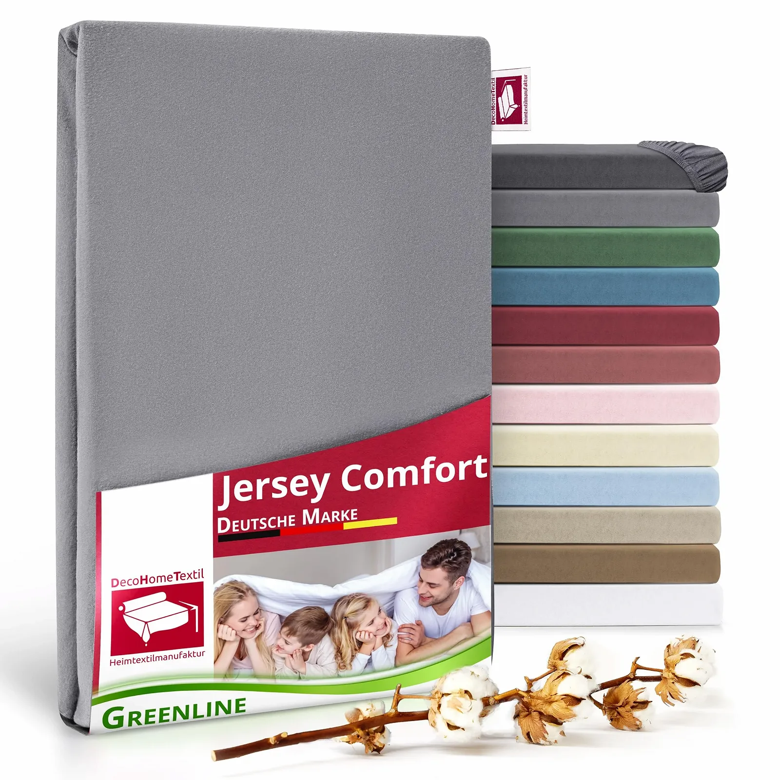 Простыня на резинке Greenline Premium Jersey Хлопок 100% Серый 90-100 x 200 см (до 30 см). Также подходит для кроватей Box Spring, фото №1