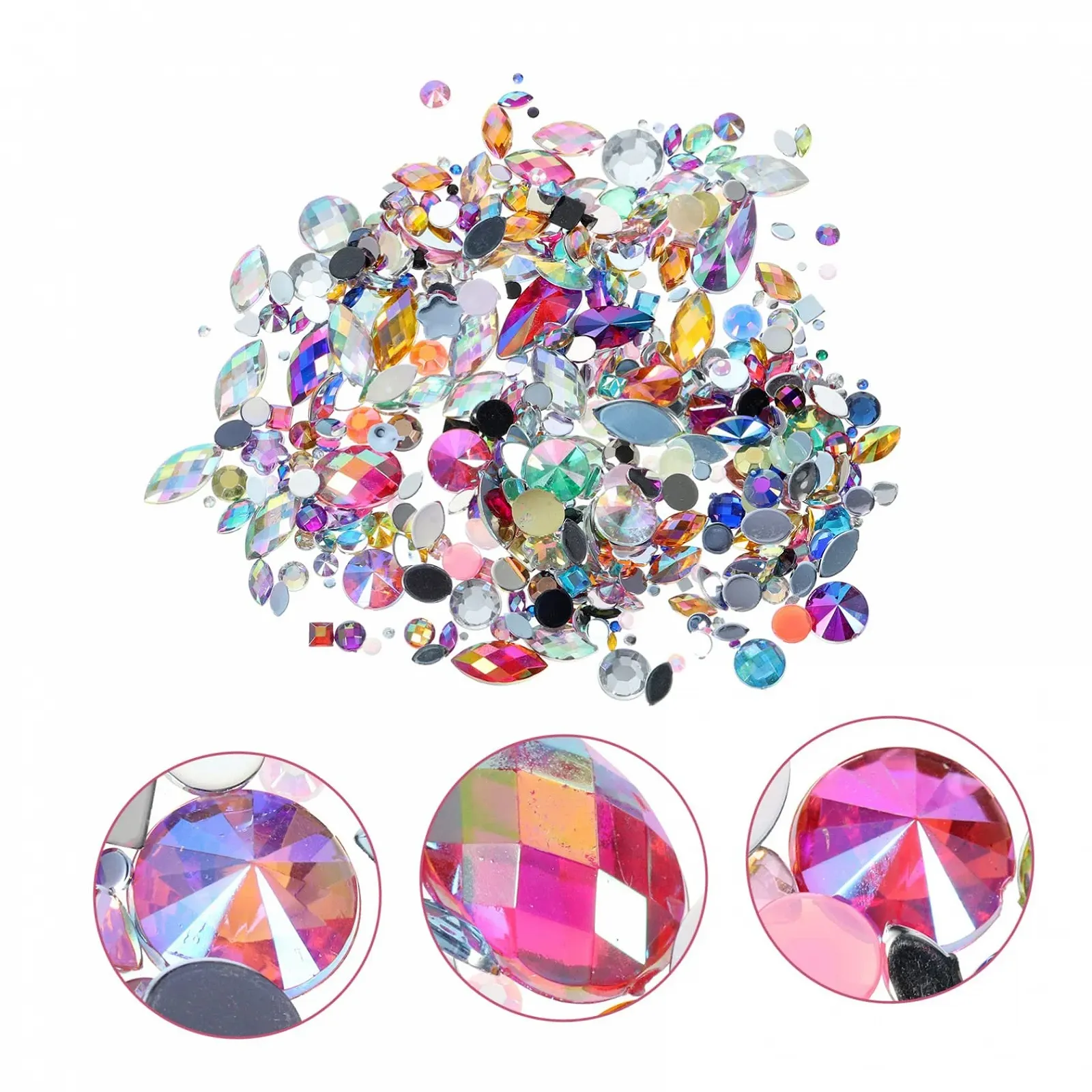 Акрилові стрази Плоскі 300 штук Різнокольорові для DIY прикрас та рукоділля, фото №3
