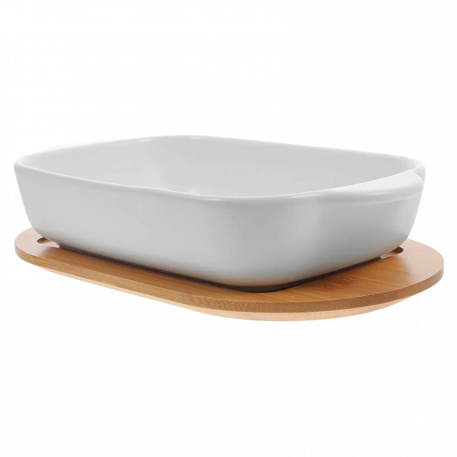 Форма для запікання Sosoport керамічна прямокутна з подвійною ручкою термостійка штабельована, фото №1