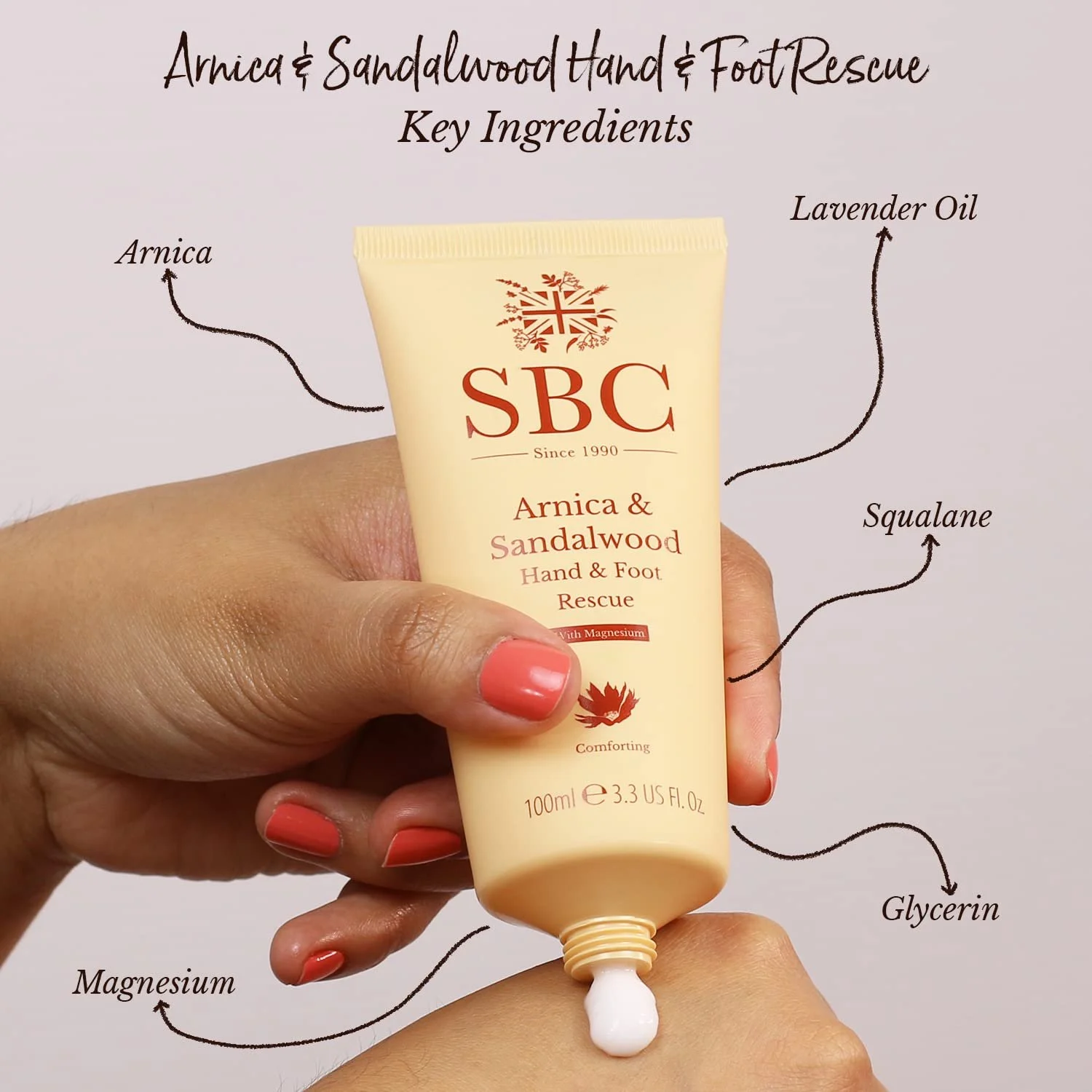 Крем для рук и ног SBC Skincare Arnica & Sandalwood Hand and Foot Rescue 100 мл, фото №7