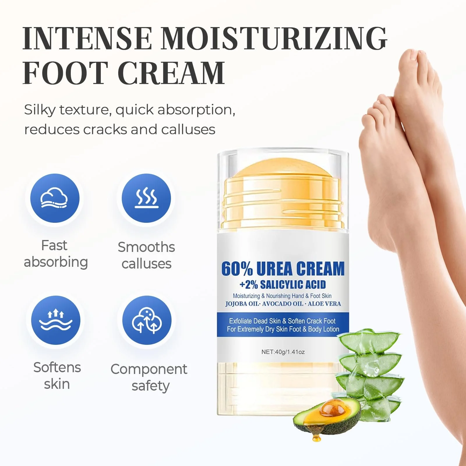 Крем для ног увлажняющий против трещин с 60% Urea 40 г, фото №2 Крем для ног увлажняющий против трещин с 60% Urea 40 г, фото №2