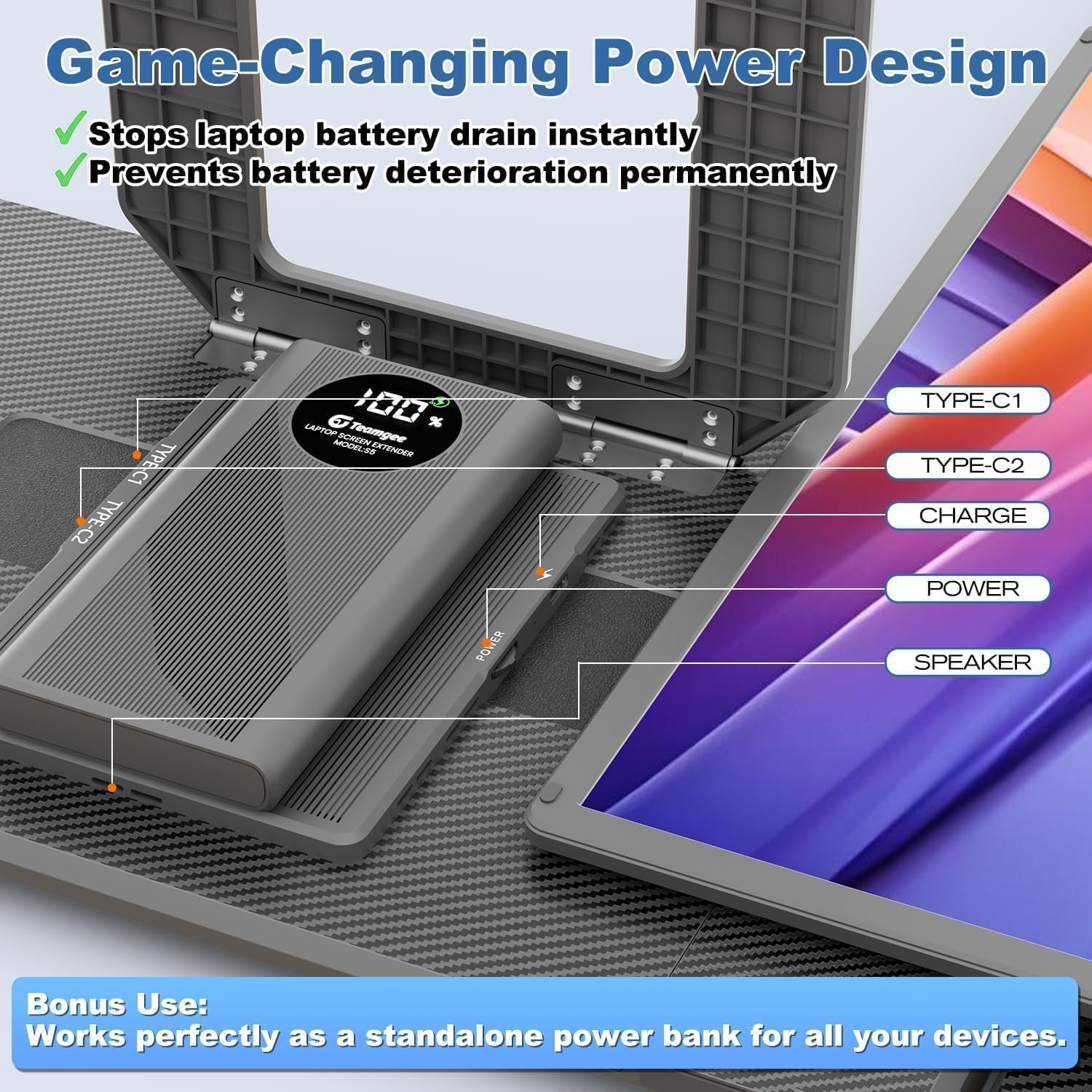 Монітор портативний 15.6" Teamgee S5 Full HD IPS 60 Гц, фото №5