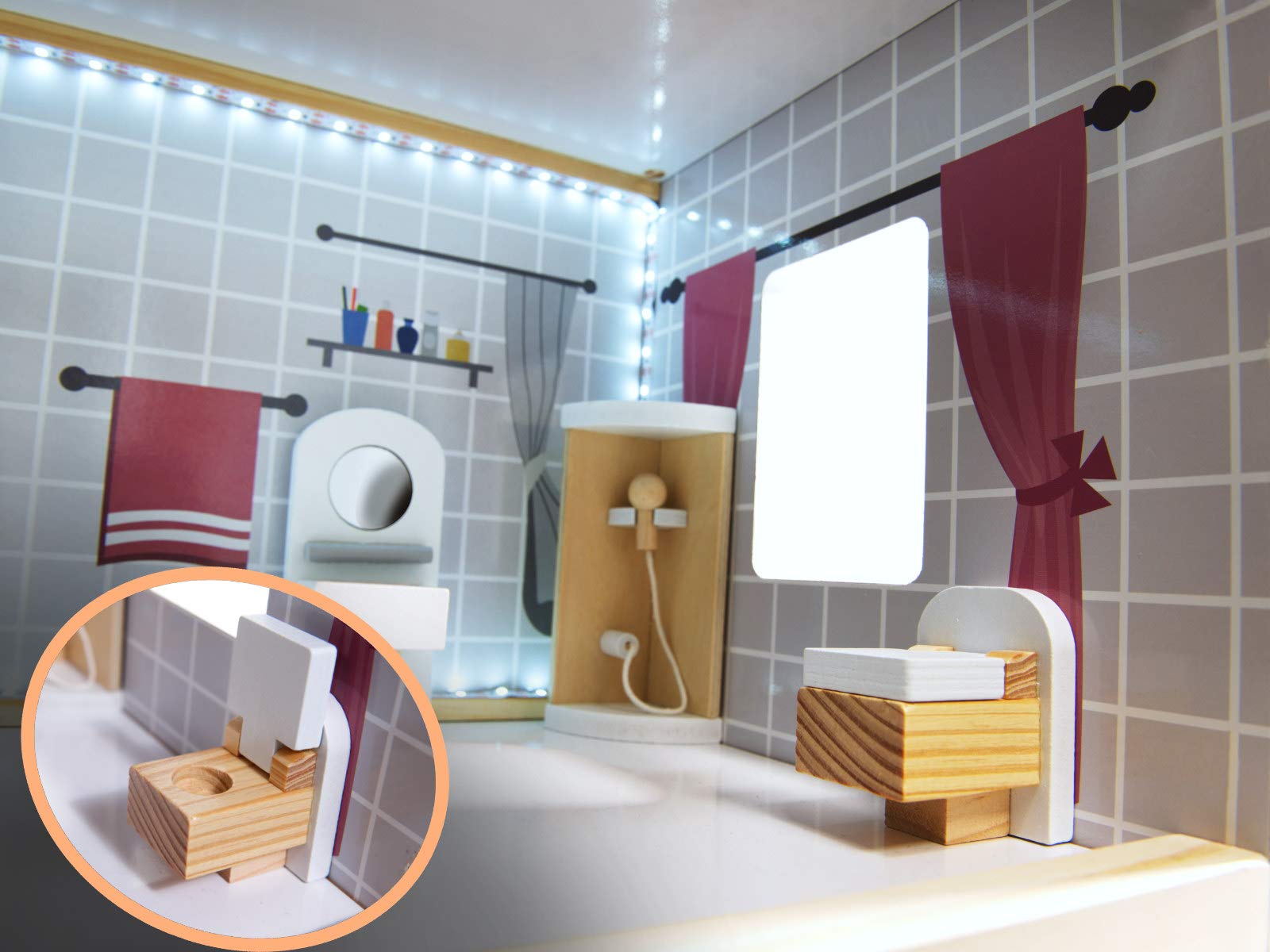 XXL Деревянный Кукольный дом с LED подсветкой Большой, фото №5 XXL Деревянный Кукольный дом с LED подсветкой Большой, фото №5