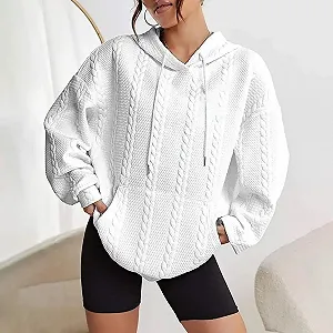 Свитшот NNGOTD Oversized Осень-Зима с длинными рукавами, круглый вырез, однотонный, спортивный, для фитнеса, большого размера synthetic.ua - Фото 1