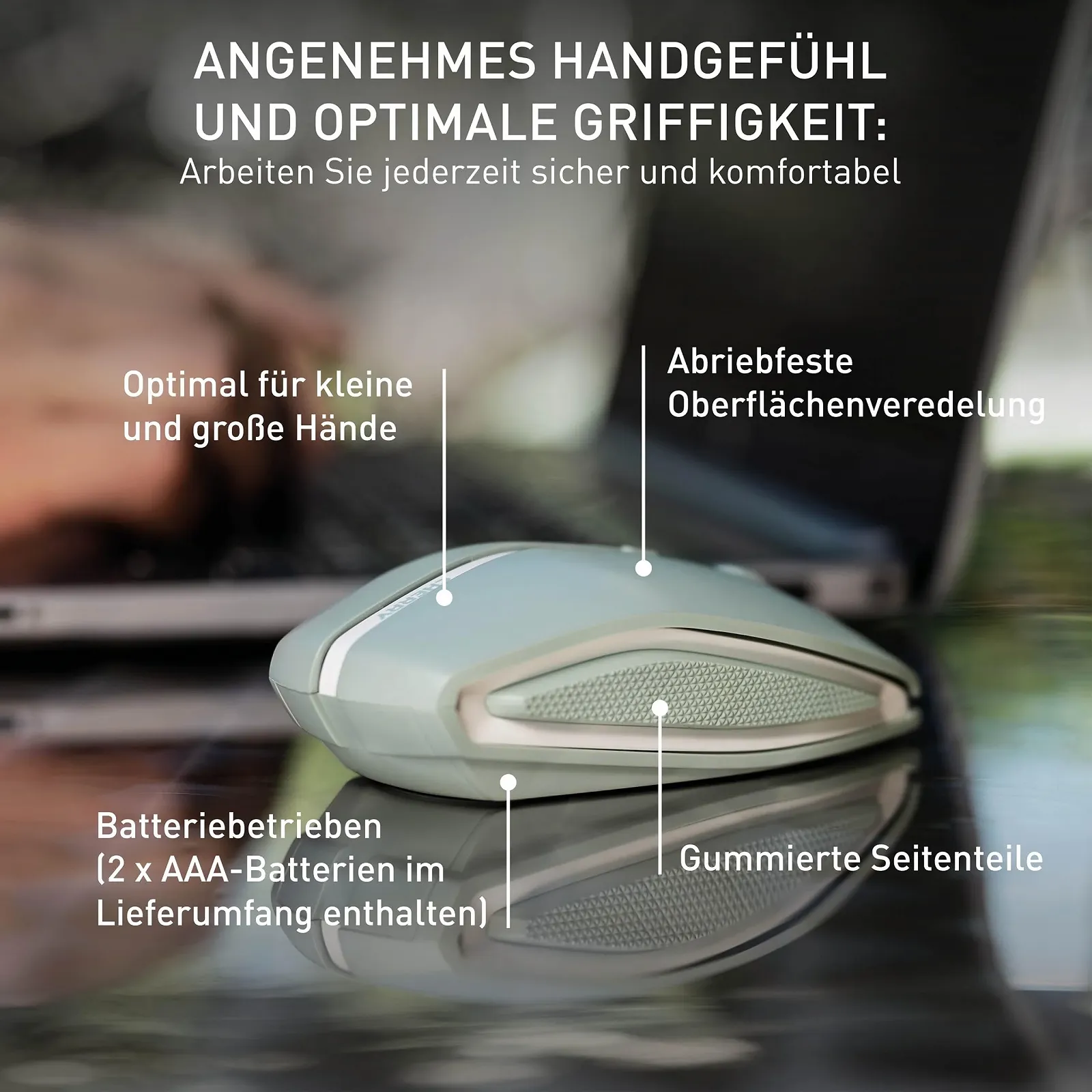 Мышь Беспроводная CHERRY GENTIX BT, Multi-Device, 1000/2000 dpi, Agave Green, фото №5