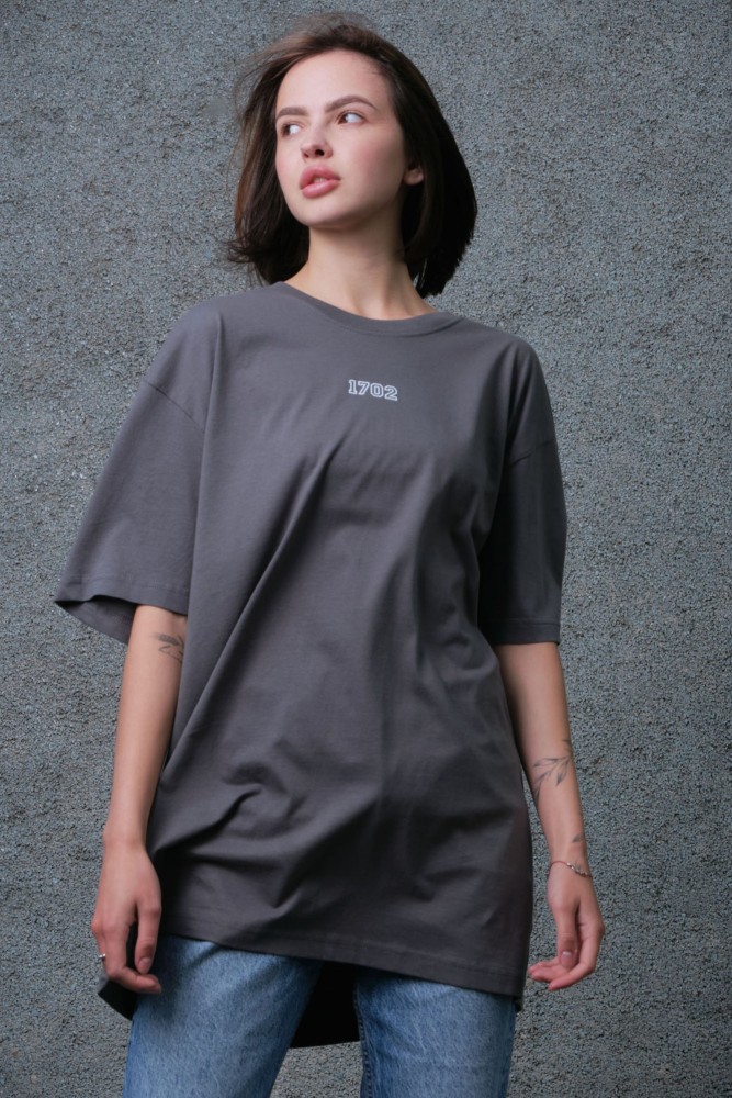 Оверсайз футболка з принтом Without 1702 dark gray, фото №5
