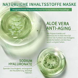 Тканевая Маска для лица Shefave Aloe Vera, Увлажняющая, Косметическая Маска, Успокаивающая Маска с Гелем Алоэ Вера для Восстановления Кожи после Загара (30 мл x 10 Штук) (Зеленая) synthetic.ua - Фото 1