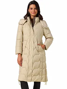 Пуховик Allegra K Зимовий Довгий Капюшон Блискавка Куртка Верхній одяг - Фото 1