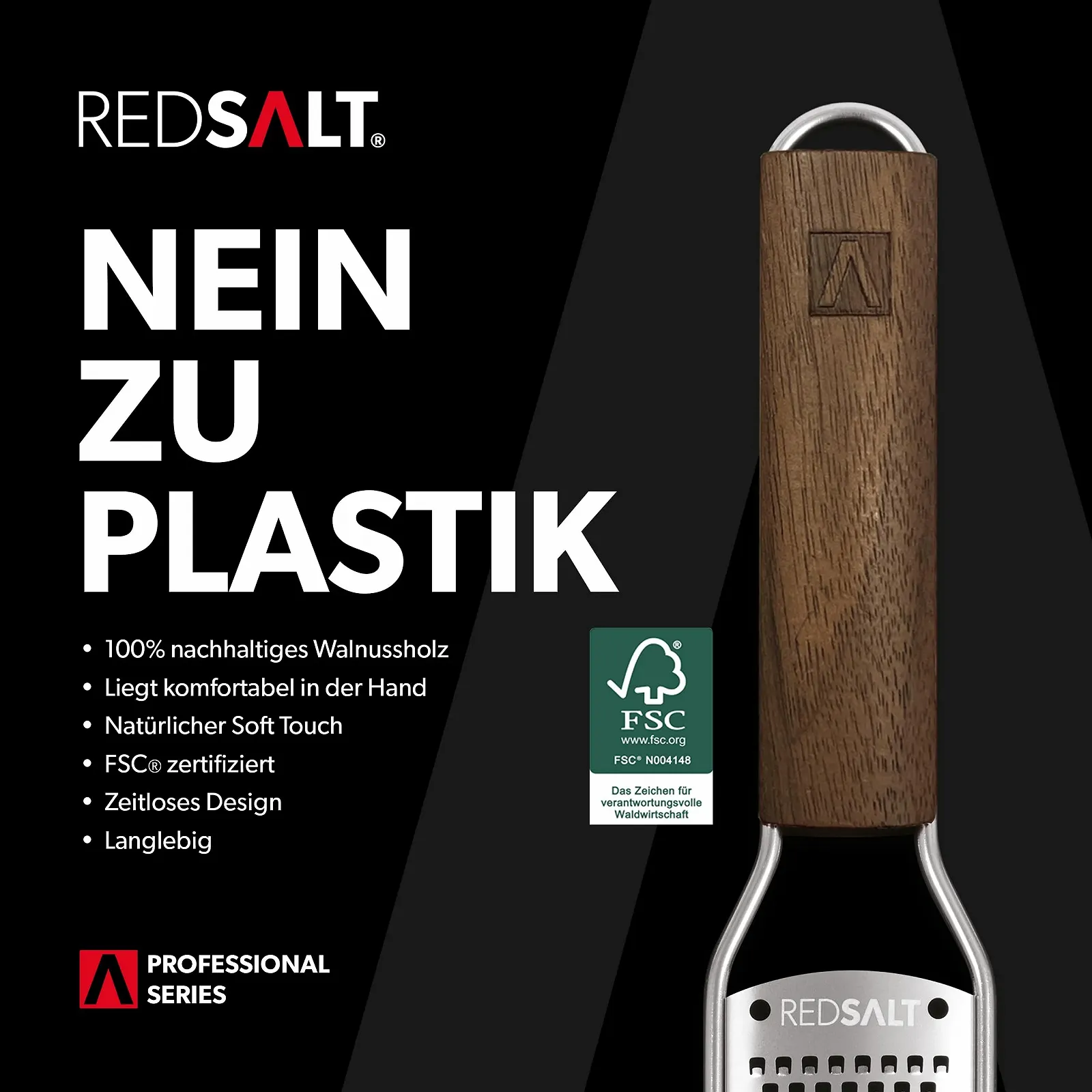 Терка REDSALT Premium Zester Нержавеющая сталь с деревянной ручкой из ореха, фото №4