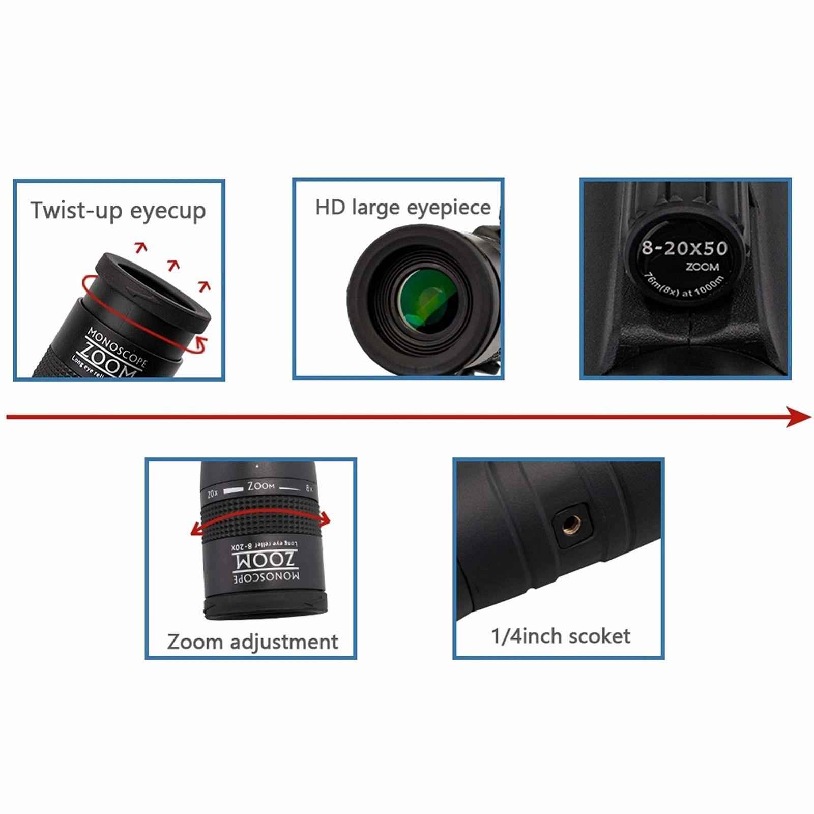 Монокуляр Телескоп Камера 8-20 x 50, фото №4