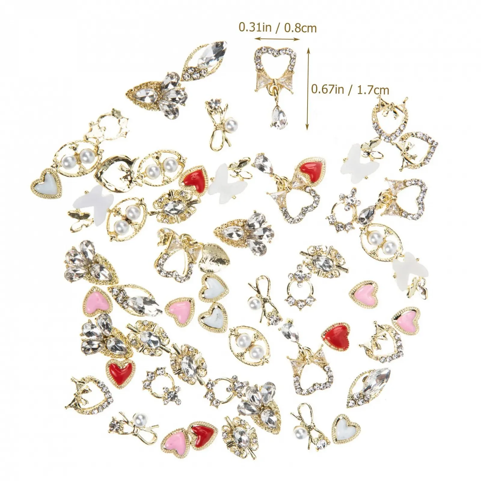 Украшение для ногтей POPETPOP Кристаллы для ногтей 60шт Жемчуг Кристалл Сердце, фото №5