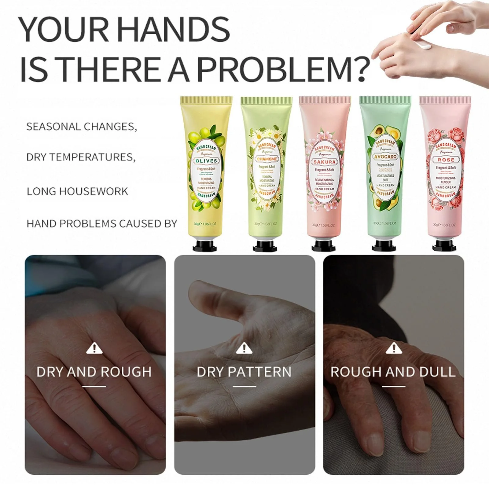 Крем для рук Набір 5 шт Квітковий Фруктовий Зволожуючий, фото №2