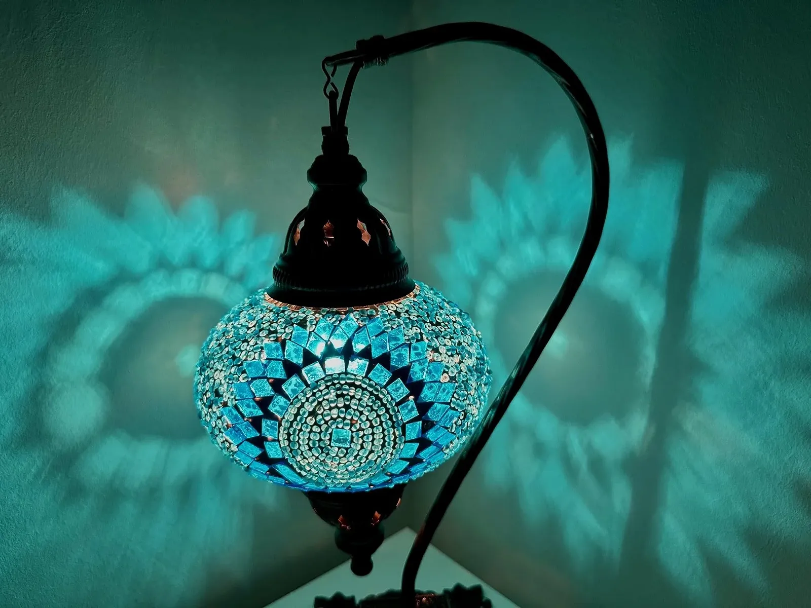 Настільна лампа Samarkand Lights Mosaic Turkish Moroccan Turquoise Circle Бірюзова, фото №2