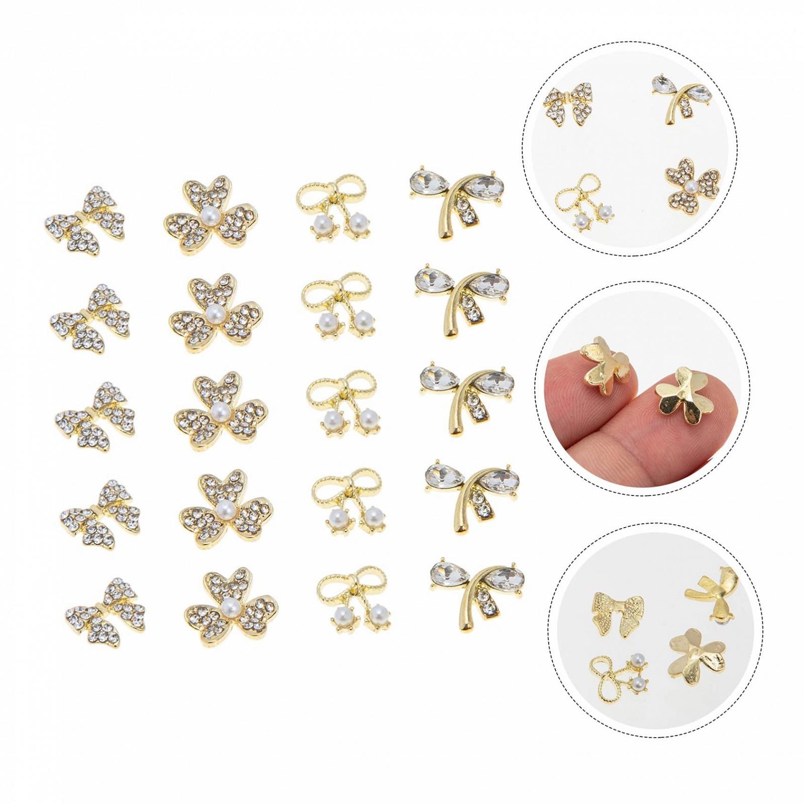 Підвіска для нігтів MERRYHAPY 3D, бантик, хрест, золотий сплав, фото №4