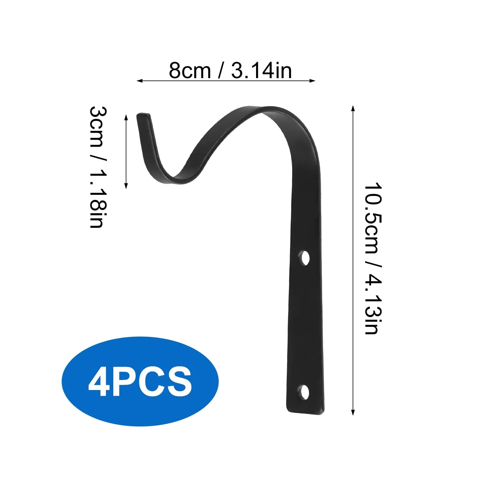 Кронштейни для рослин Joyan 4 шт. залізні настінні гачки з гвинтами Black, фото №2
