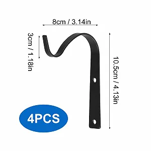 Кронштейни для рослин Joyan 4 шт. залізні настінні гачки з гвинтами Black synthetic.ua - Фото 1