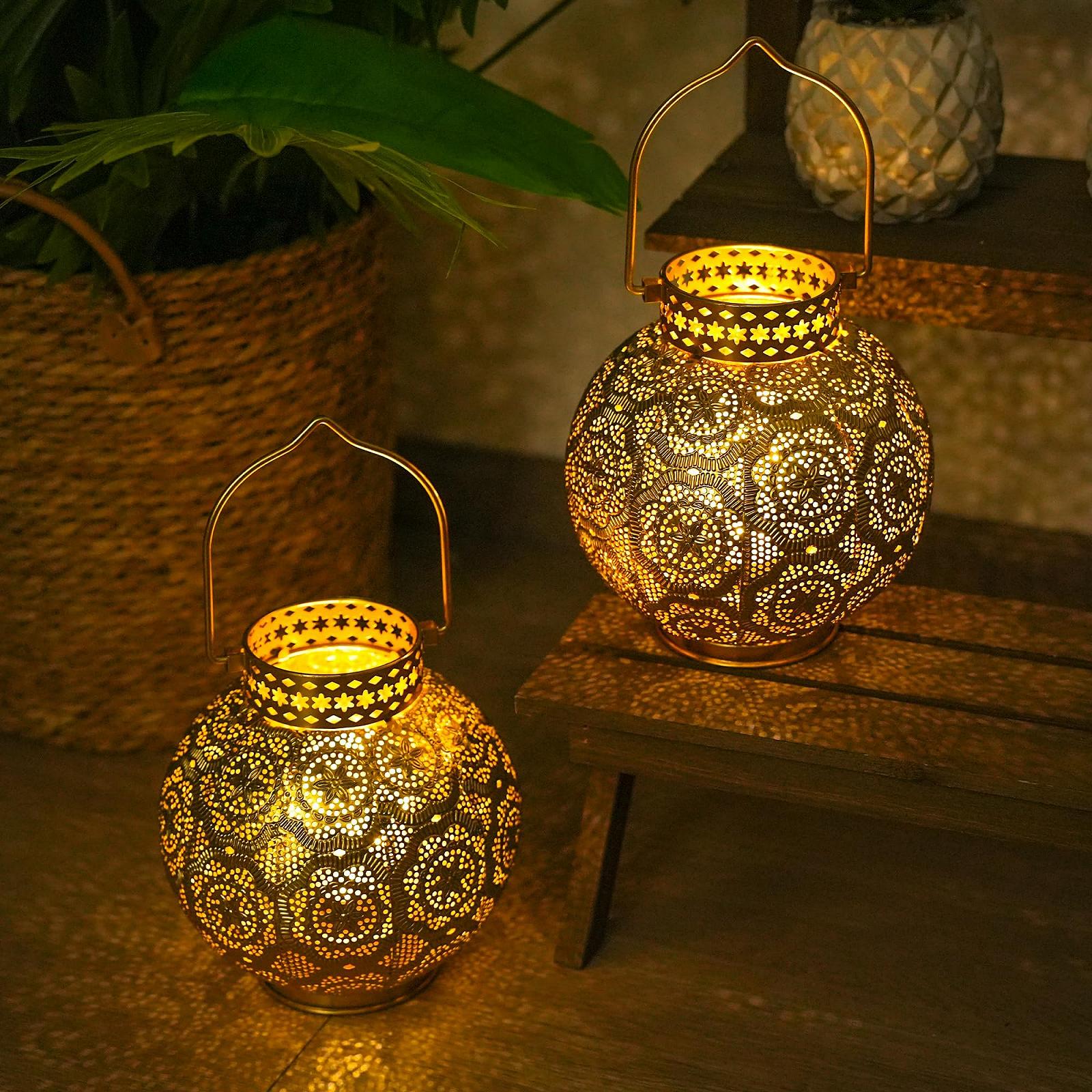 Настільна лампа TRIROCKS Набір 2 шт. Марокканський стиль Метал 18 см Батарейки LED, фото №2