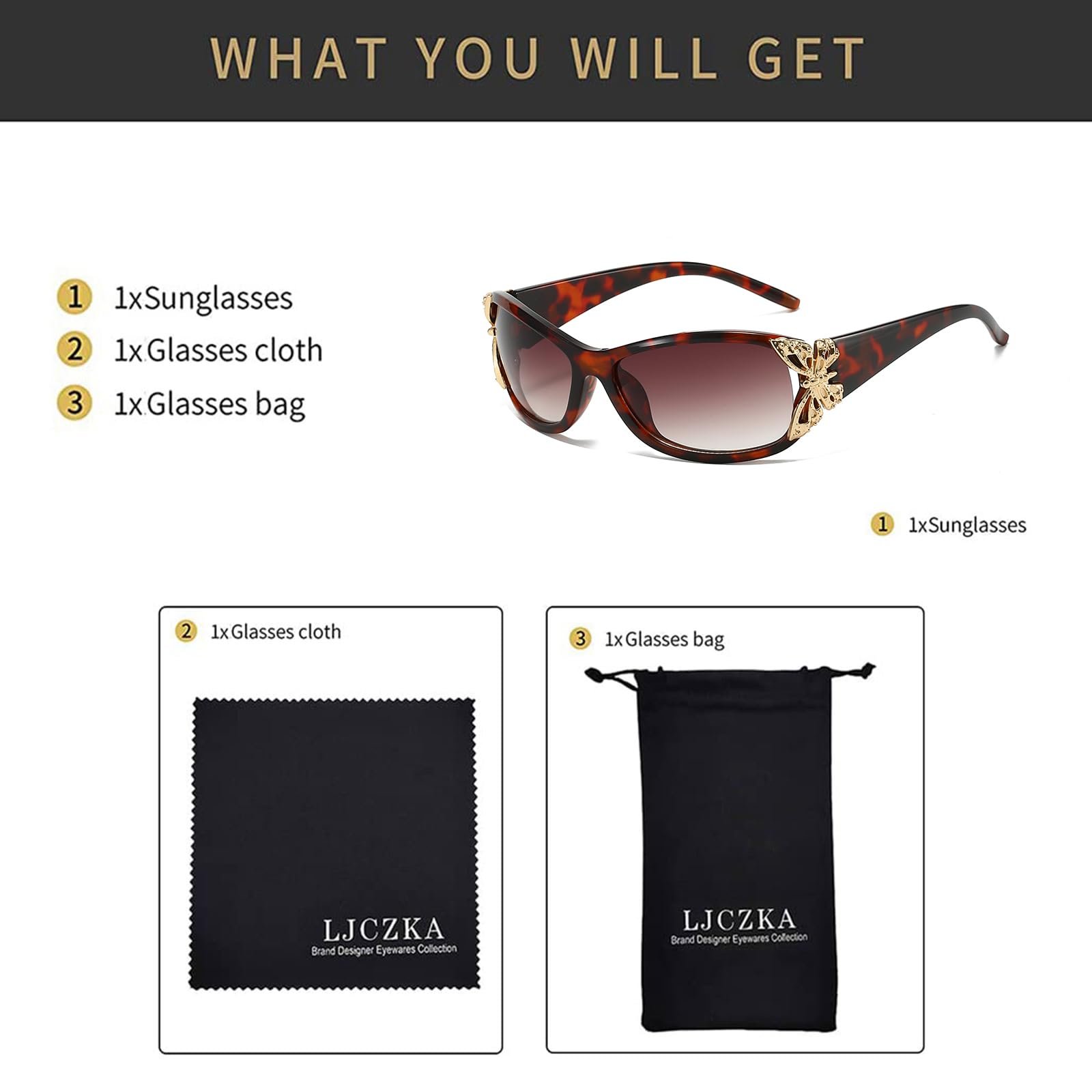 Сонцезахисні окуляри Y2K, огинаючі для жінок LJCZKA, великі овальні, фото №5