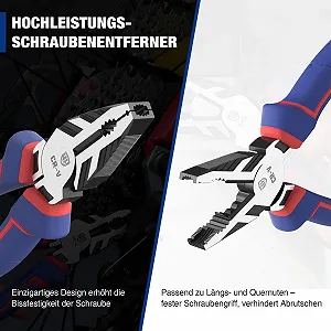 Плоскогубцы комбинированные WORKPRO 200 мм Многофункциональные универсальные плоскогубцы с вертикальными канавками для быстрого извлечения поврежденных винтов Cr-V Плоскогубцы для извлечения винтов с кусачками для кабеля для дома, мастерской synthetic.ua - Фото 1