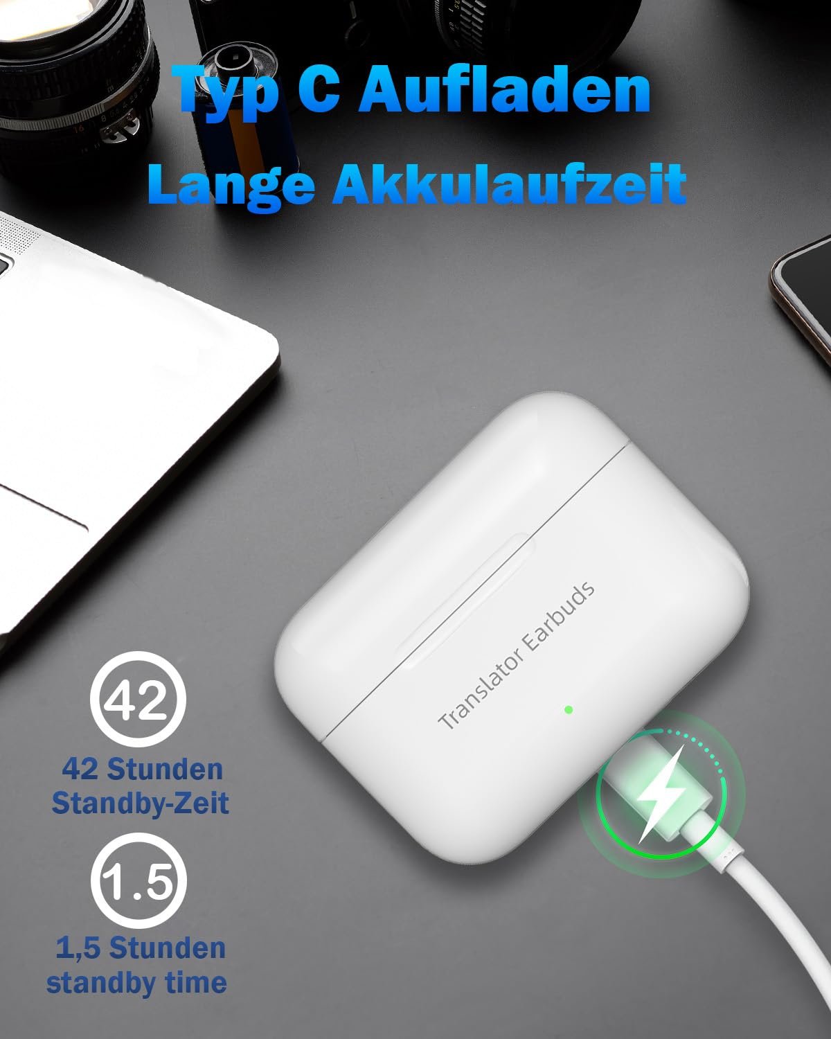 Наушники-переводчики Wooask M6 Ai, 144 онлайн и 11 оффлайн языков, реального времени, 3-в-1, фото №7