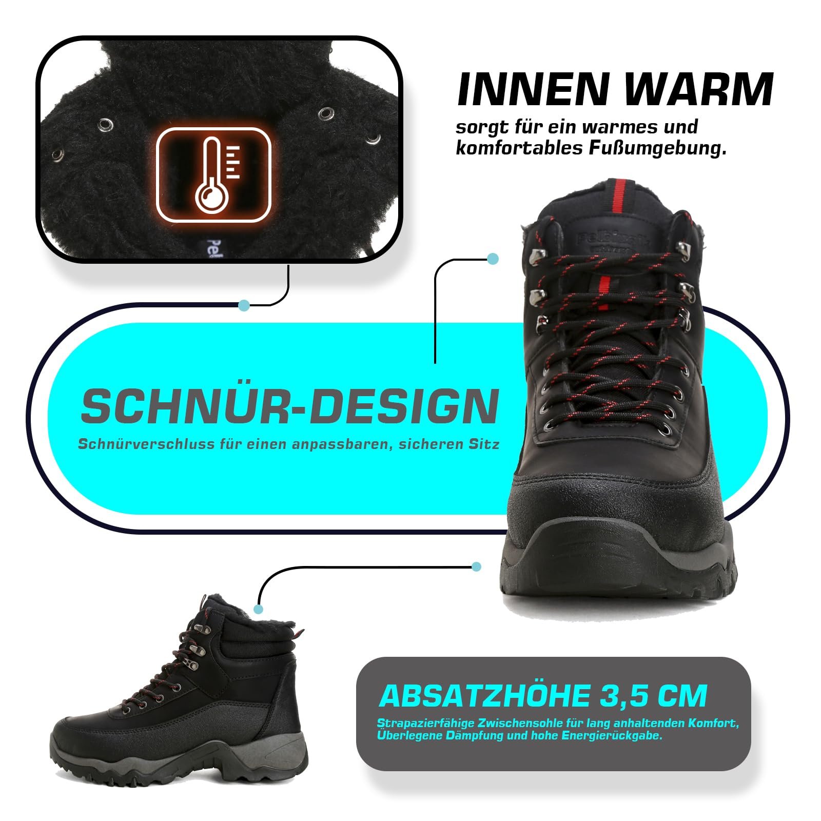 Трекинговые ботинки Bergschuhe зимние, теплые зимние ботинки, зимние сапоги удобные водонепроницаемые ботинки для походов снеговые ботинки для активного отдыха, мужские ботинки для трейлраннинга, фото №4