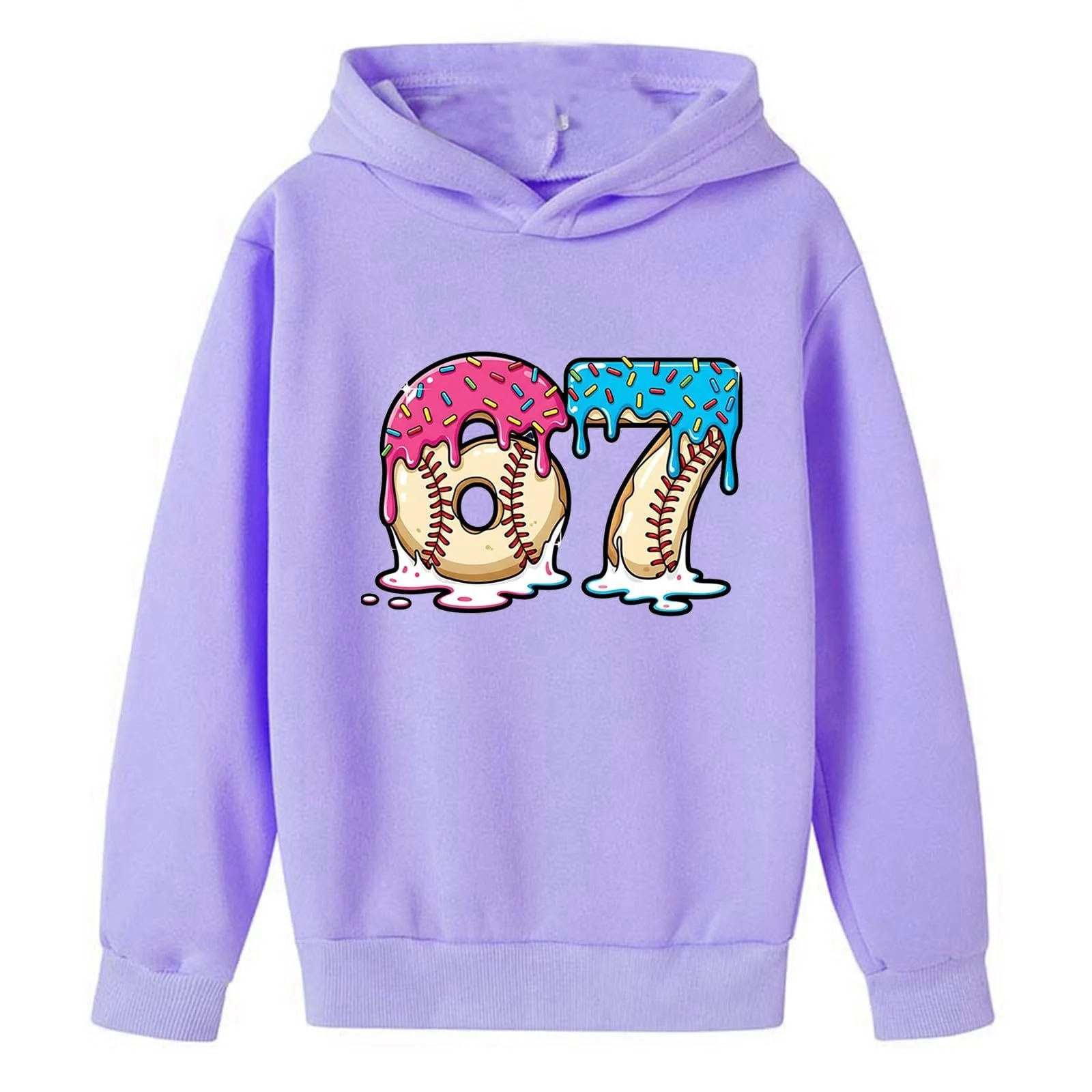 Худі 67 Six Seven Meme для підлітків, з довгими рукавами, з принтом морозива 67, зручний светшот, для активного відпочинку, модний худі і дівчаток, фото №3