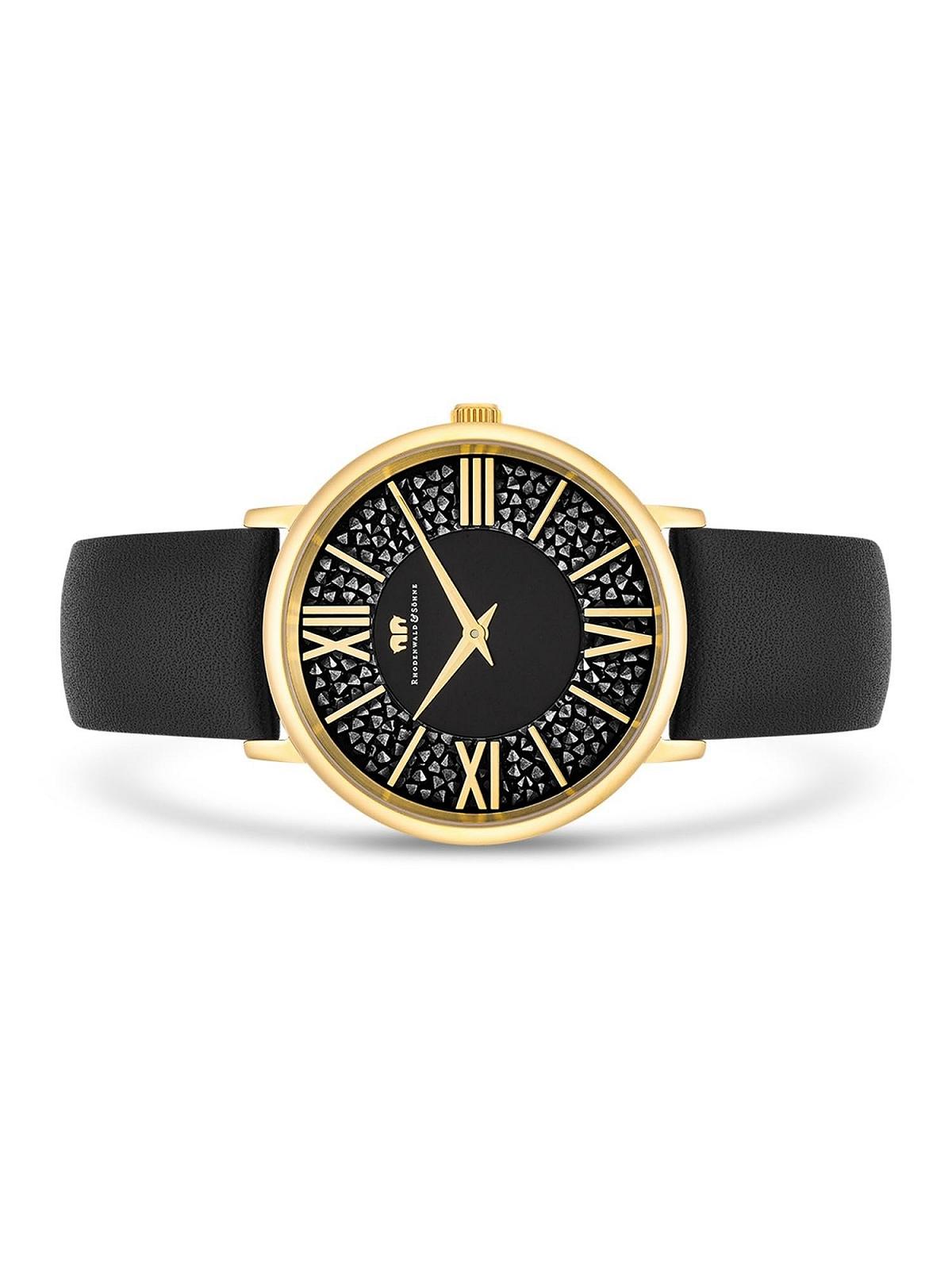 Жіночий годинник Rhodenwald & Söhne Аналоговий Japan Quartz Ремінець зі справжньої шкіри Чорний, Золотий, Без візерунка, фото №2 Жіночий годинник Rhodenwald & Söhne Аналоговий Japan Quartz Ремінець зі справжньої шкіри Чорний, Золотий, Без візерунка, фото №2