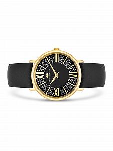 Жіночий годинник Rhodenwald & Söhne Аналоговий Japan Quartz Ремінець зі справжньої шкіри Чорний, Золотий, Без візерунка synthetic.ua - Фото 1