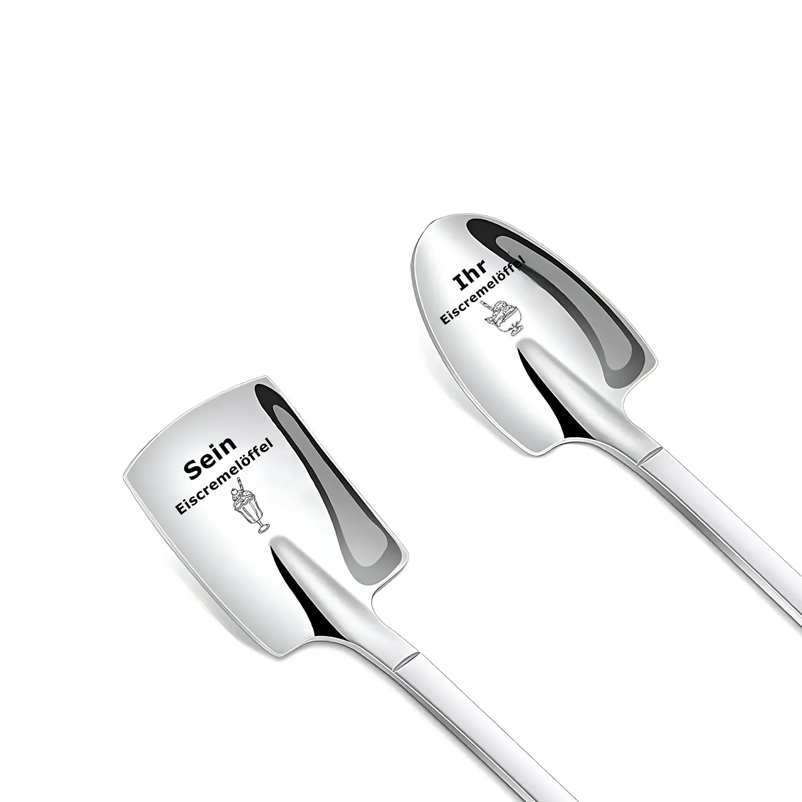 Ложка для морозива (2 шт. в упаковці) з гравіюванням Для нього і для неї, фото №1