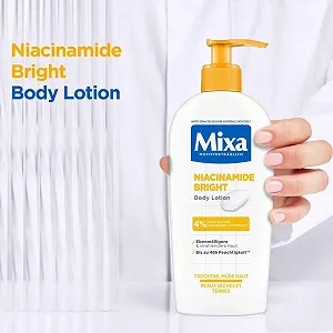 Лосьон для тела Mixa Увлажняющий, подходит для лица, тела и рук, для сухой и уставшей кожи, Niacinamide Bright, гипоаллергенный, 250 мл synthetic.ua - Фото 1